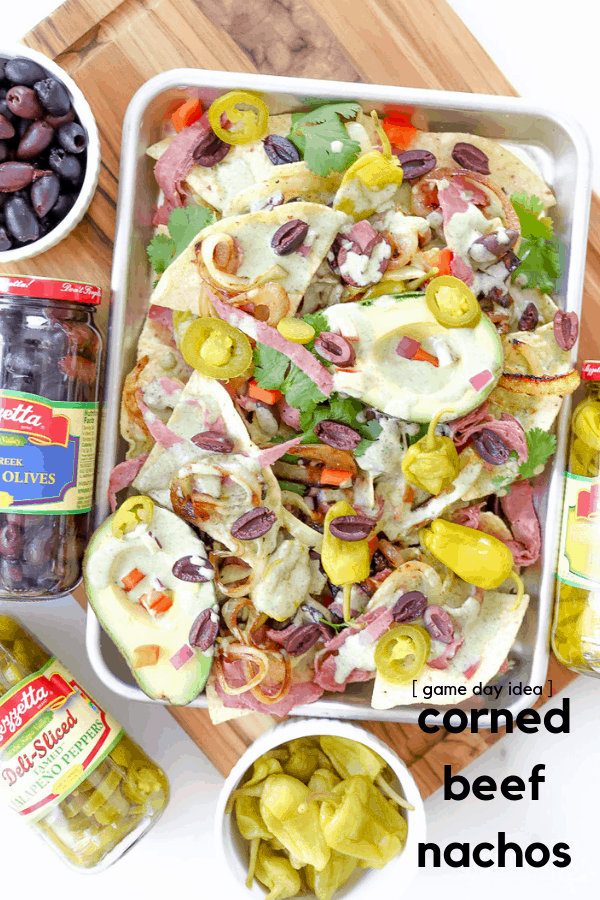 Corned Beef Nachos with Cheesy Spinach Sauce