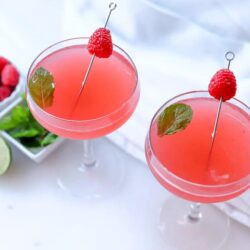 Valentine's Day cocktail idea- Cranberry Pink + Raspberry Mojito