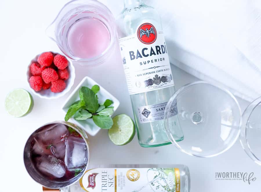 Valentine's Day cocktail idea- Cranberry Pink + Raspberry Mojito