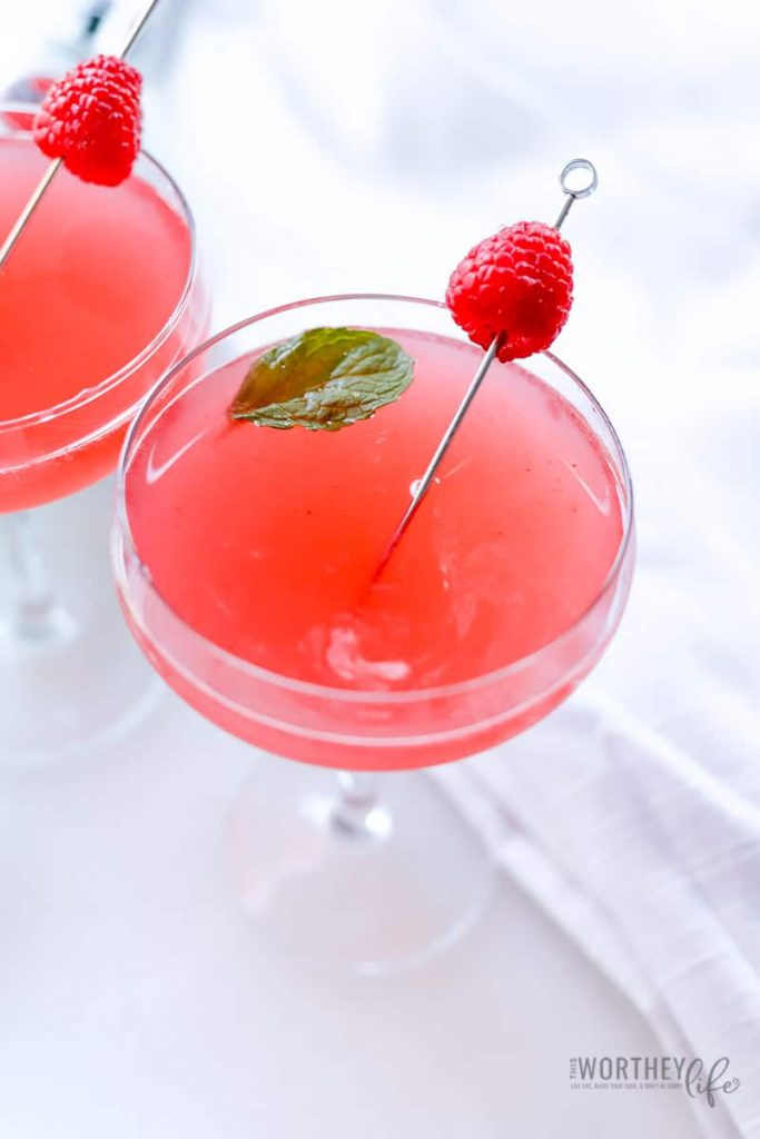 Valentine's Day cocktail idea- Cranberry Pink + Raspberry Mojito