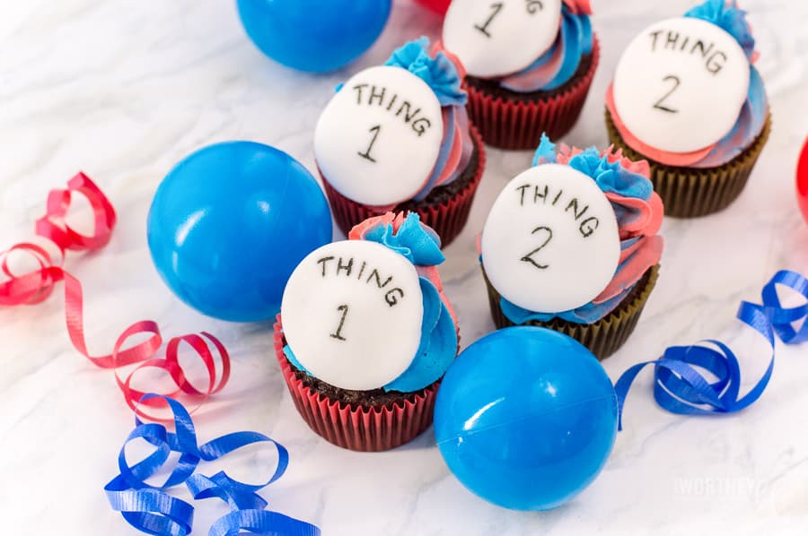 Dr. Seuss Thing 1 and Thing 2 Cupcakes