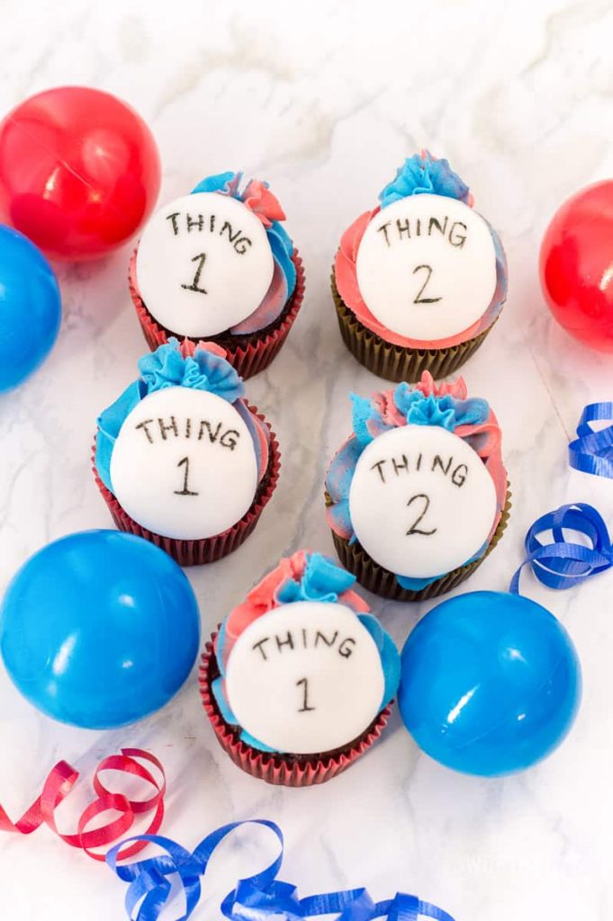 Dr. Seuss Thing 1 and Thing 2 Cupcakes