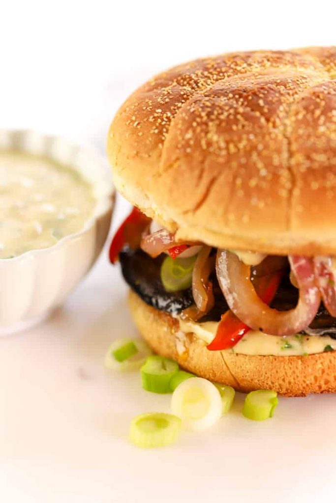 How to make a Grilled Onion & Red Pepper Portobello Mushroom Sandwich