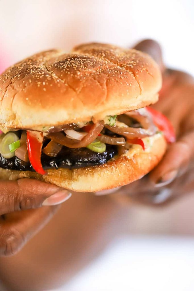 How to make a Grilled Onion & Red Pepper Portobello Mushroom Sandwich