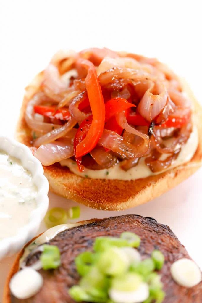 How to make a Grilled Onion & Red Pepper Portobello Mushroom Sandwich