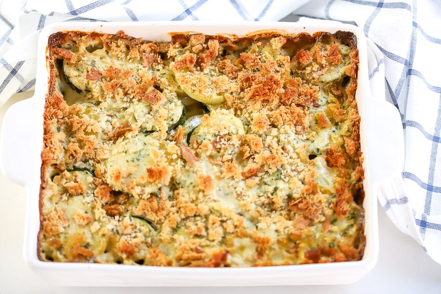 Family Dinner Idea: Potato Zucchini Alfredo Bake