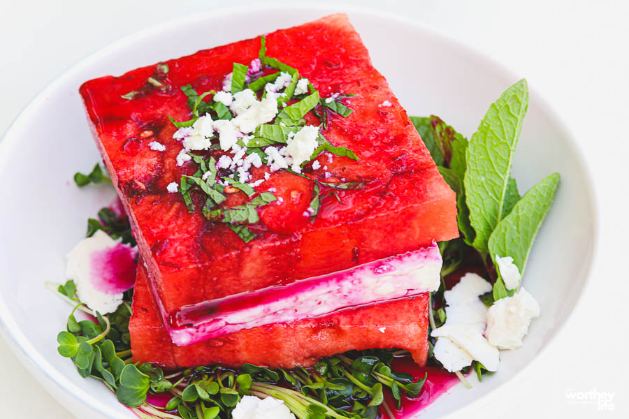 salad with watermelon and feta cheese