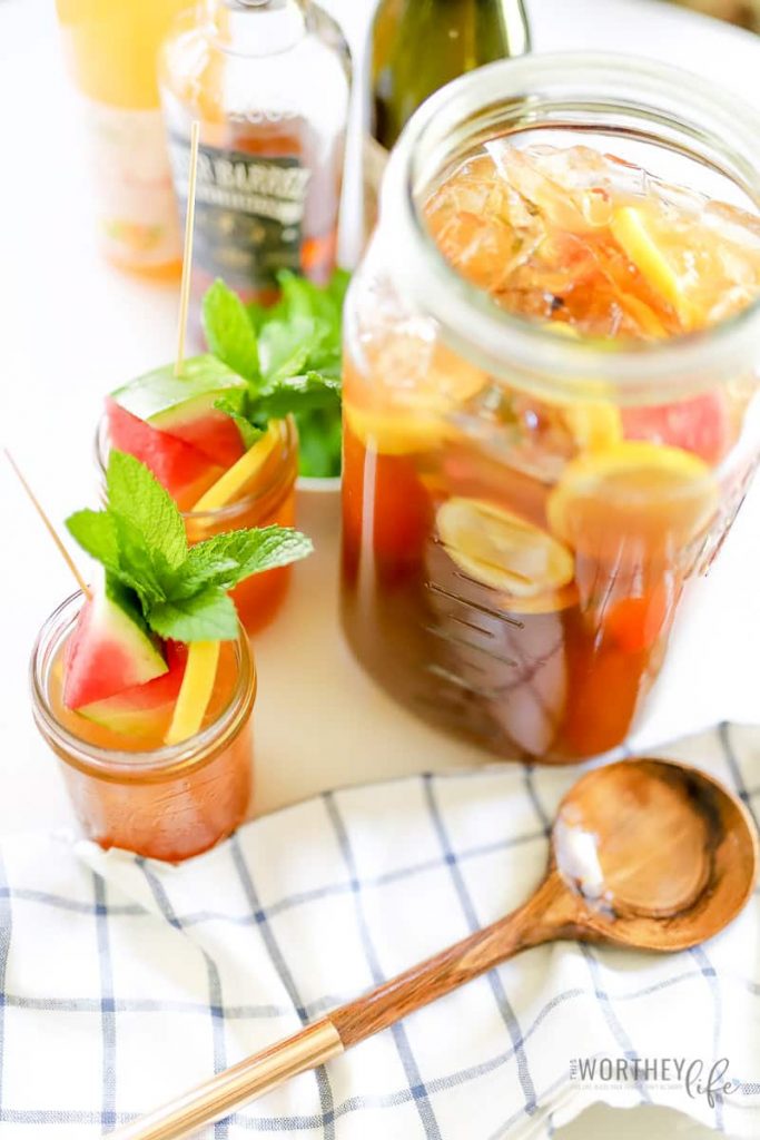 Bourbon Moscato Tea Punch for a whole party