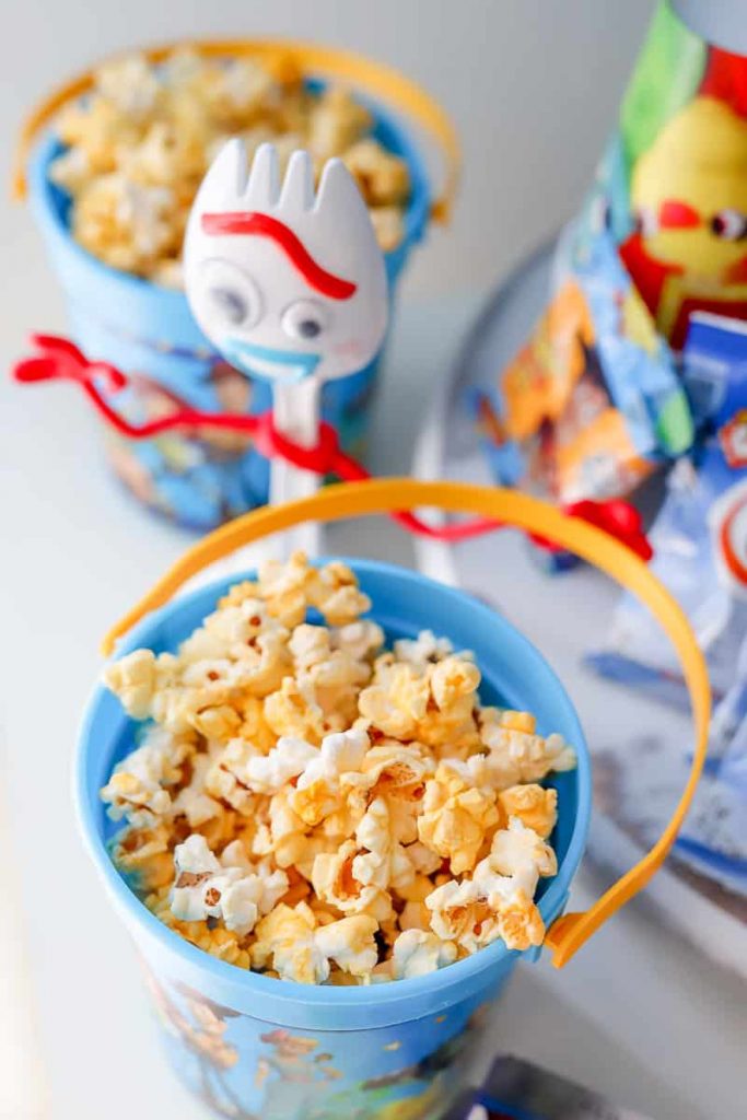 a bucket of popcorn from Toy Story