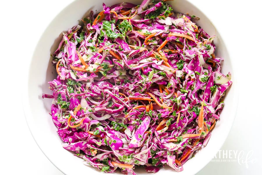 Upgrade your coleslaw with our tangy, bright, and zero mayonnaise Lemon Herbed Aioli Coleslaw! It comes together in no time and will take your side game to the next level at your next cookout. Promise!