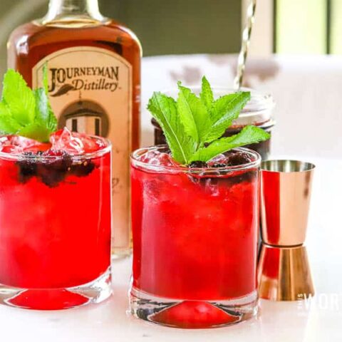 Summertime is mulberry season, and if you love these little plump berries then you will love our incredibly addictive Mulberry Bourbon Smash Cocktail. It's made with our Spiced Mulberry Simple Syrup. Cheers!