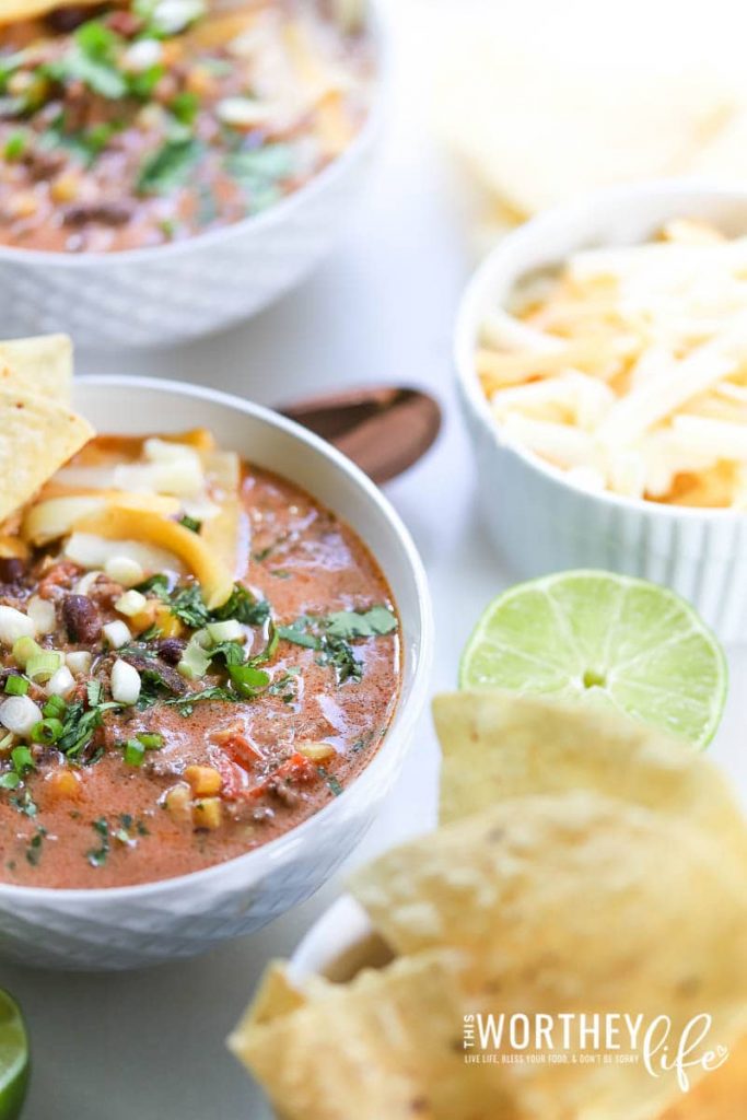 taco soup and chips