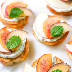 Herb Cream Cheese, Fall Fruit & Honey Crostini