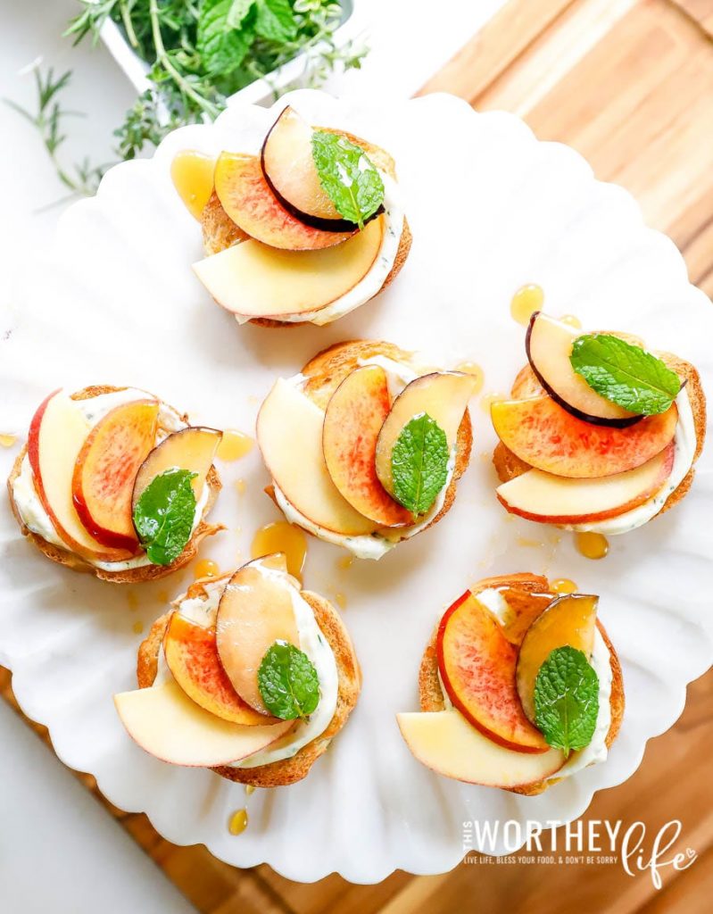 Herb Cream Cheese, Fall Fruit & Honey Crostini