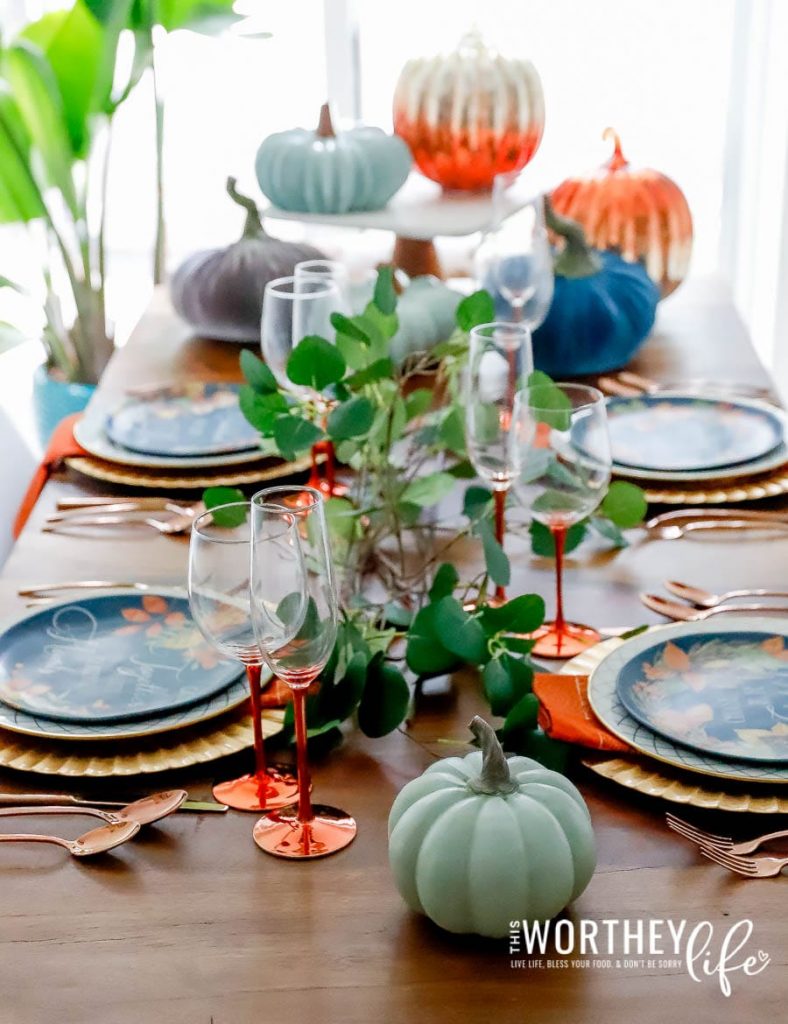 Fall tablescape idea using shades of orange