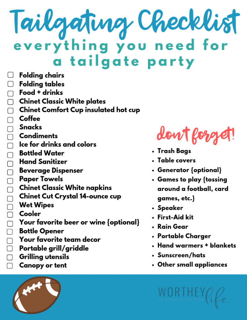 Tailgate Checklist Free Printable