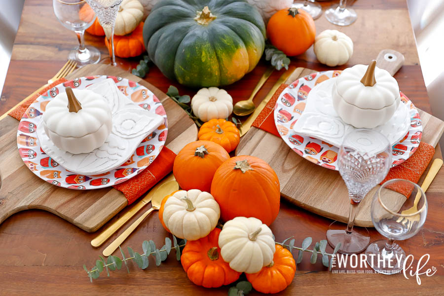 Tablescape using real pumpkins
