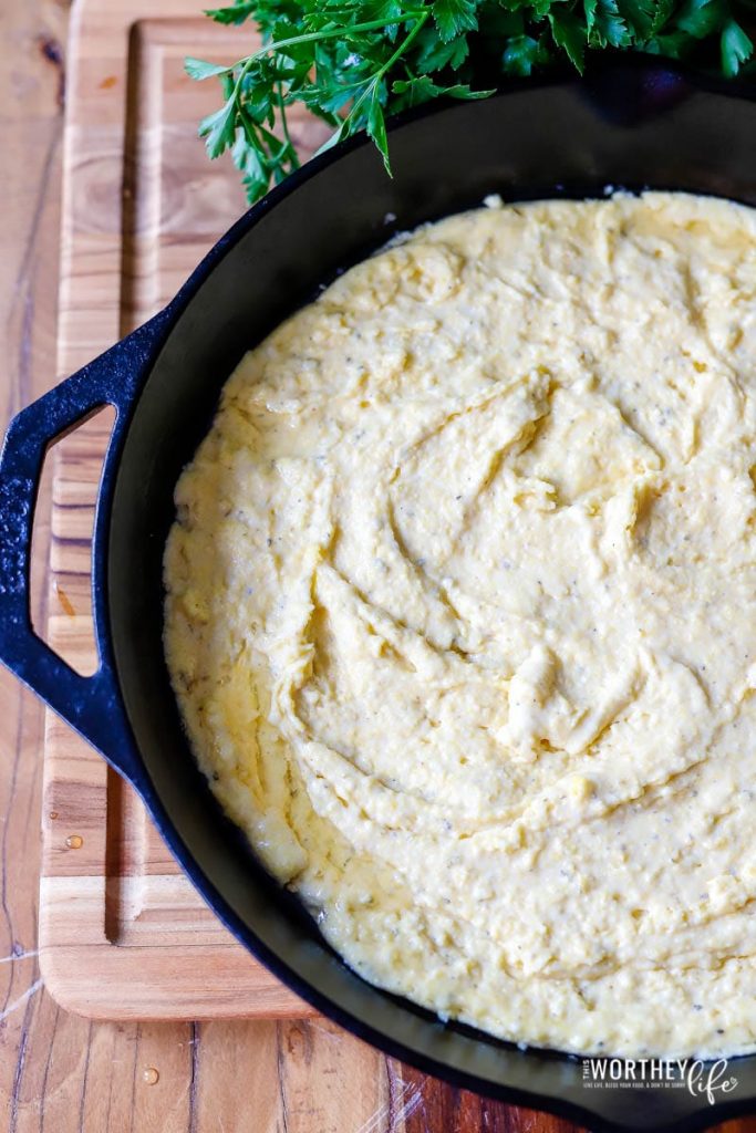 Cornbread Jiffy Mix in Cast Iron Skillet