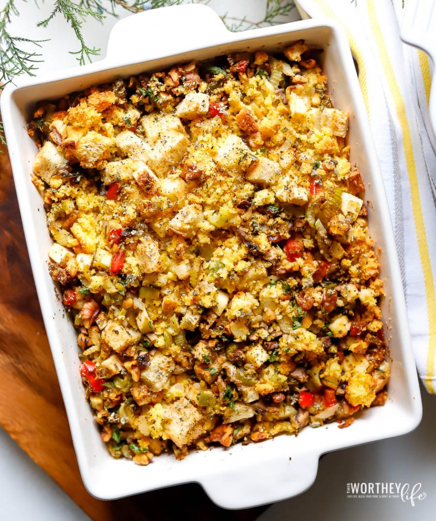 Vegan Stuffing recipe using cornbread dressing