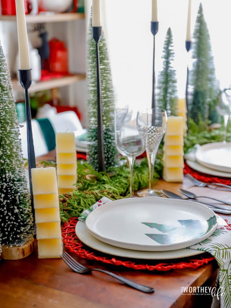 Red + Green Christmas Table Setting