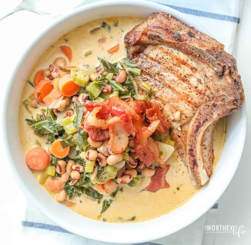 Black Eyed Peas Instant Pot Recipe + Grilled Pork Chops