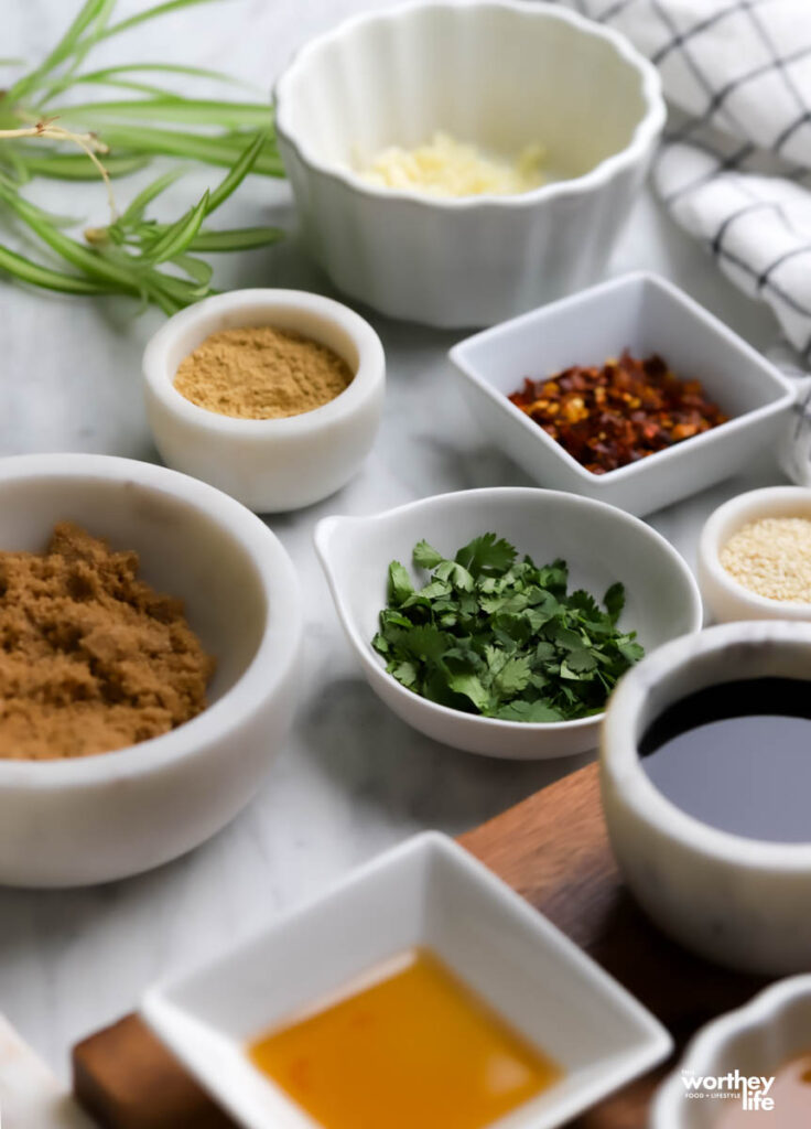 Ingredients needed to make Thai chicken wings.