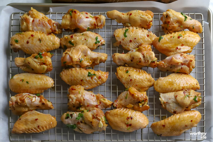 Cooking wings on a baking sheet