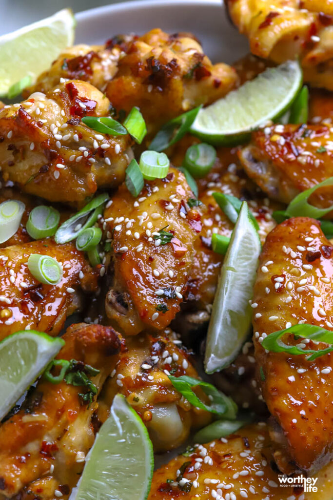 Baked Chicken Wings on white serving platter