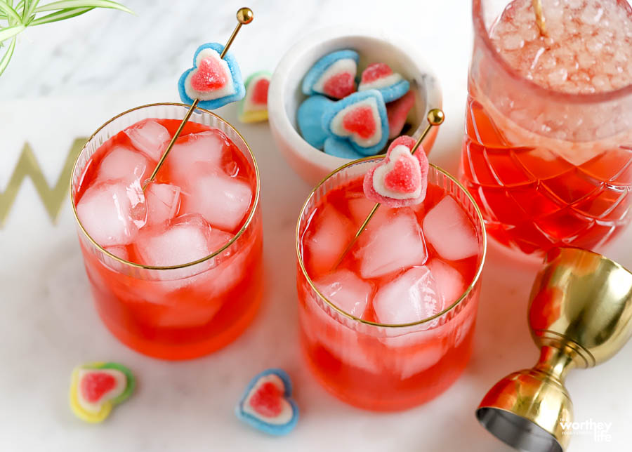 Vodka and Lemonade Cocktail Valentine's Candy Punch Cocktail