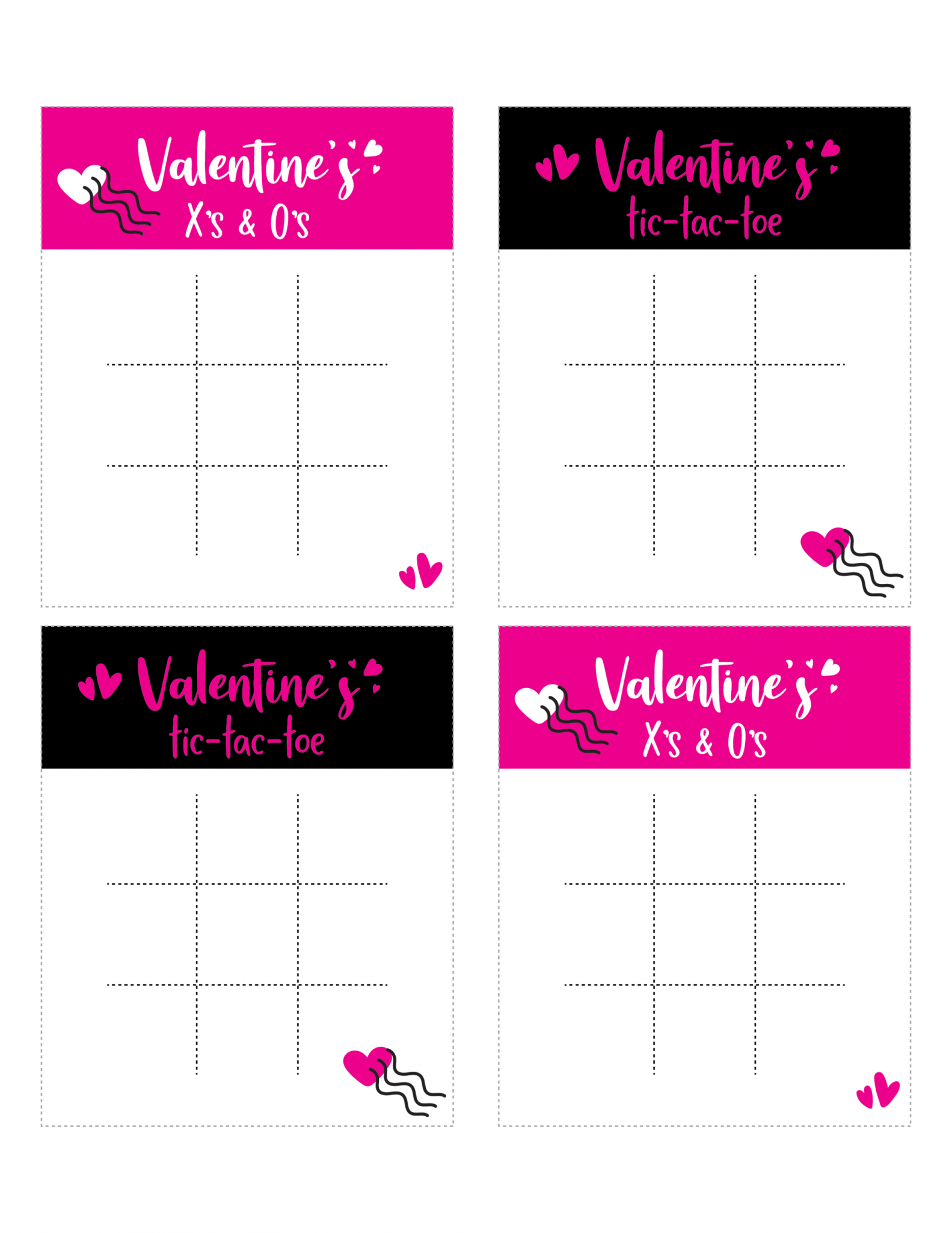 Adorable Tic Tac Toe Valentine Printable Game for Kids
