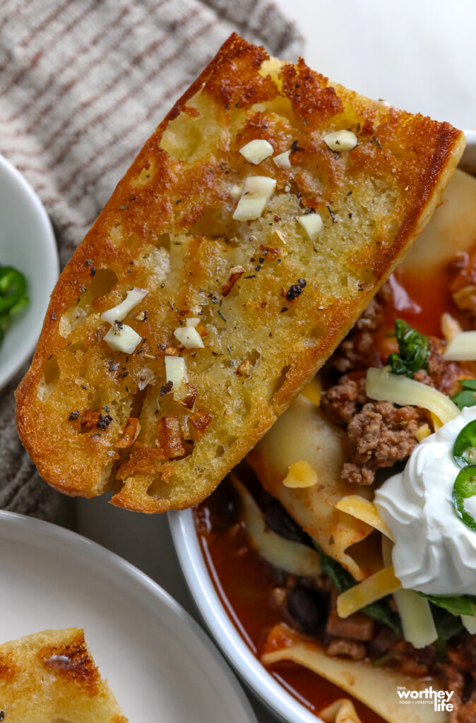 toasted french bread with herb butter