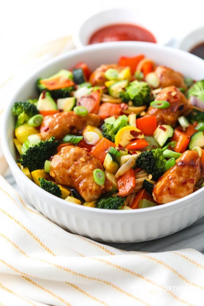 30 Minute General Tso's Chicken Lo Mein Stir Fry