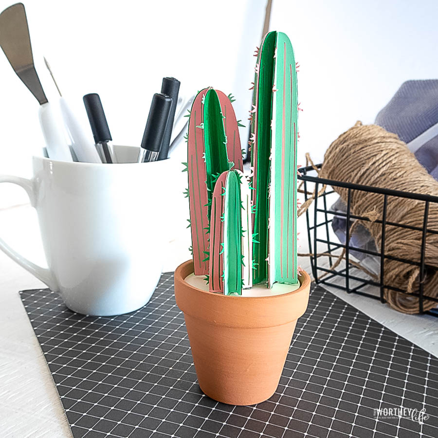 Mini Potted Paper Cactus Using Your Cricut