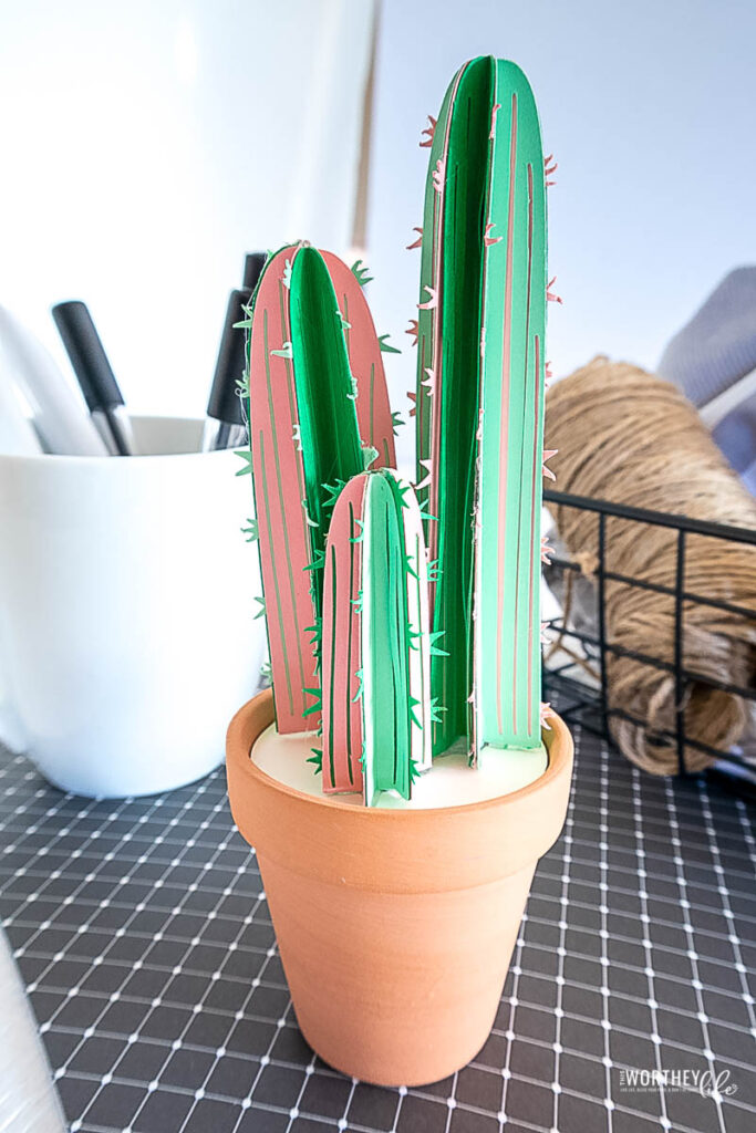 DIY Mini Potted Paper Cactus Using Your Cricut