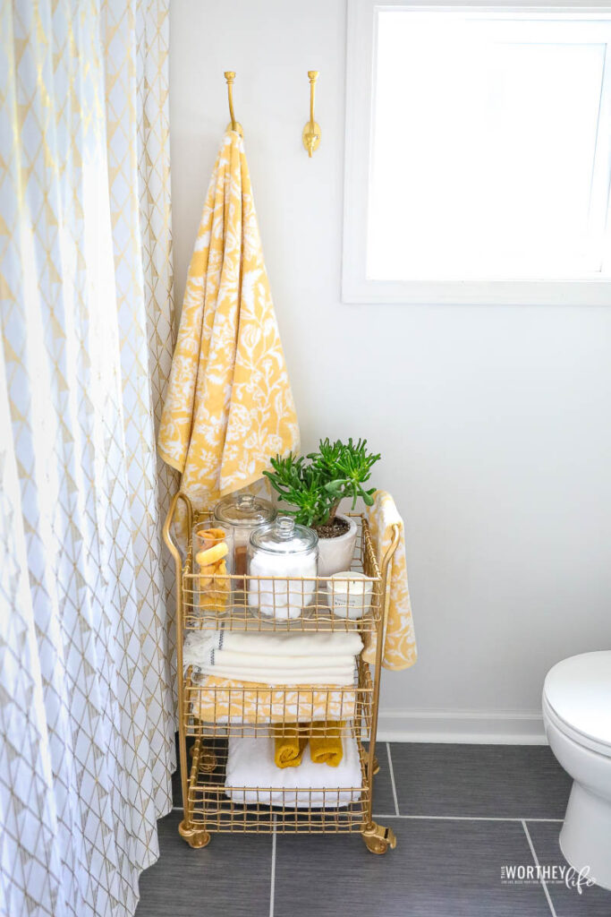 grey and gold bathroom