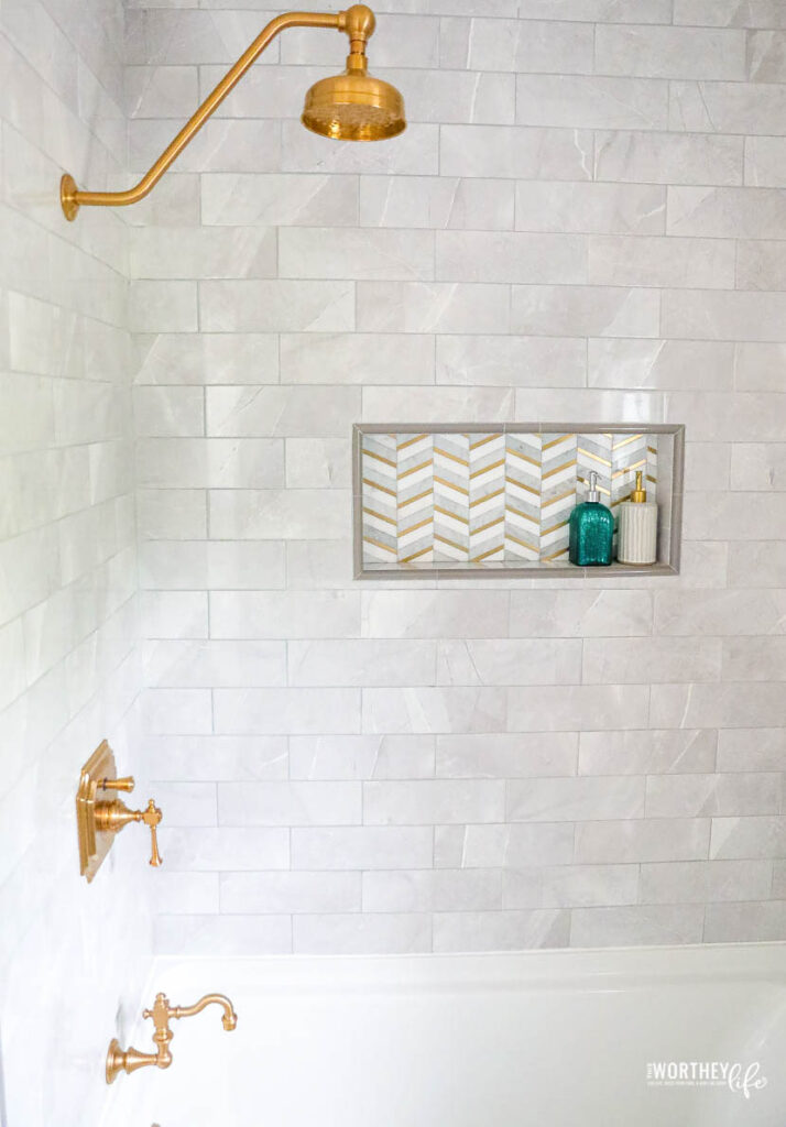 Grey tile for a shower in a small bathroom