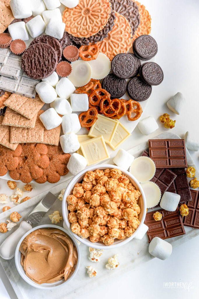 s'mores grazing board for movie night