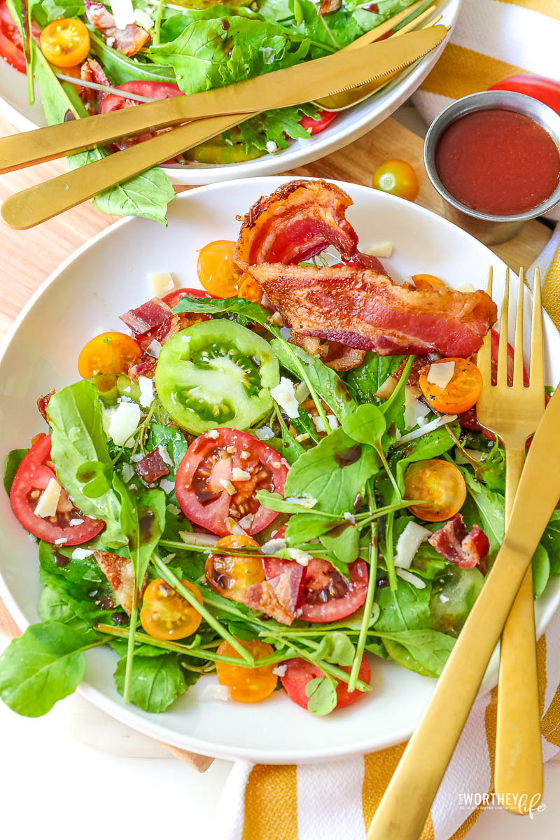 Triple Tomato Salad with Bacon + Lettuce