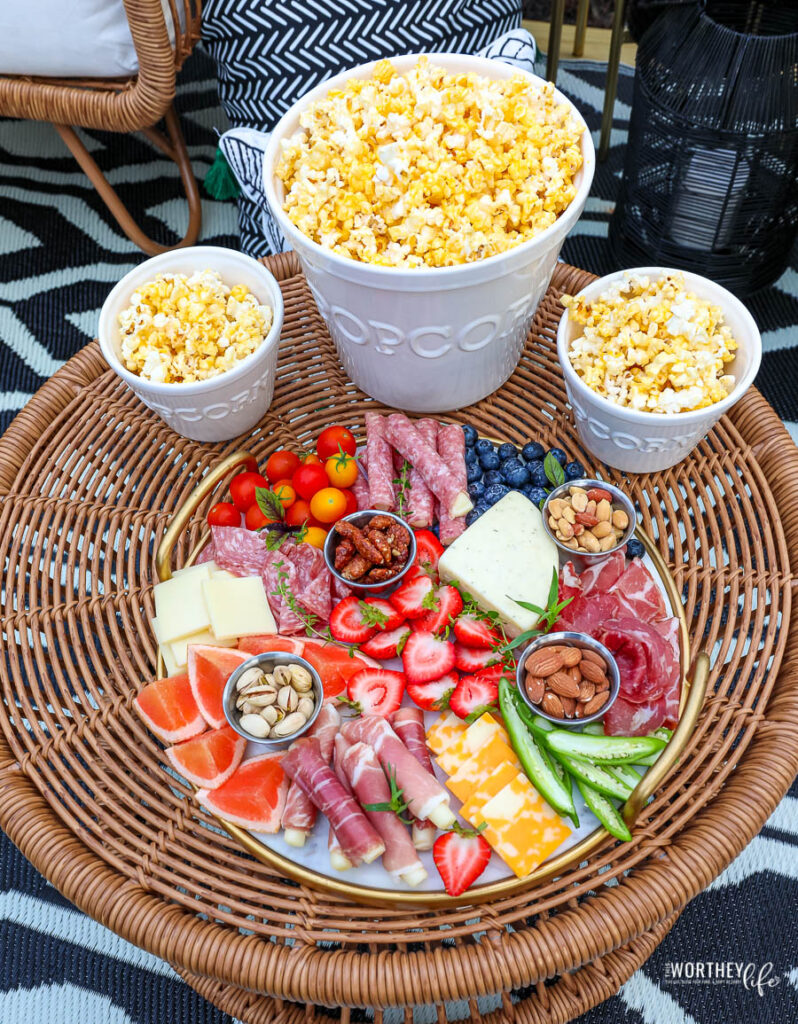 Summer grazing board for movie nights