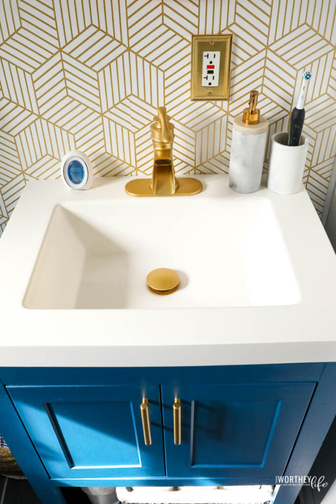 brushed gold accessories for bathroom