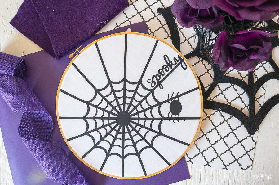 Iron-On Spider Web Hoop Art with Cricut (with SVG)