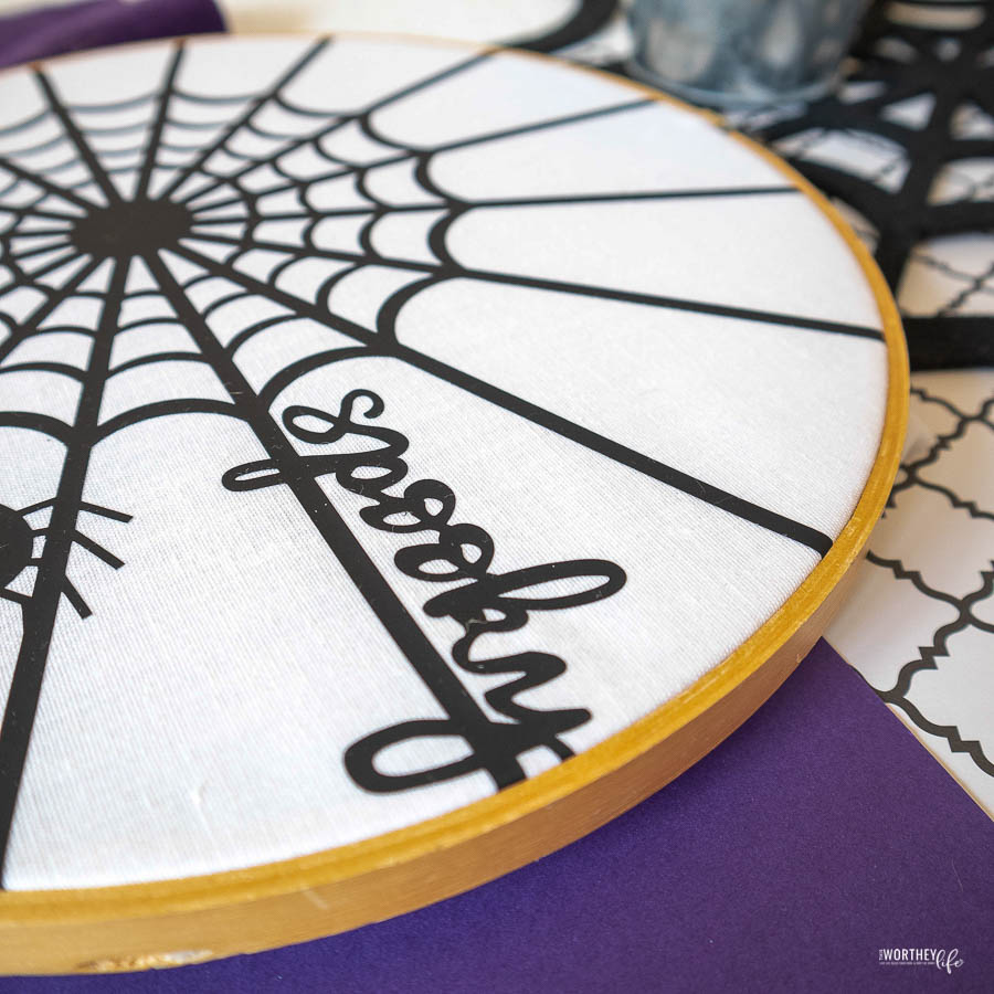 Instructions for Iron-On Spider Web Hoop Art with Cricut