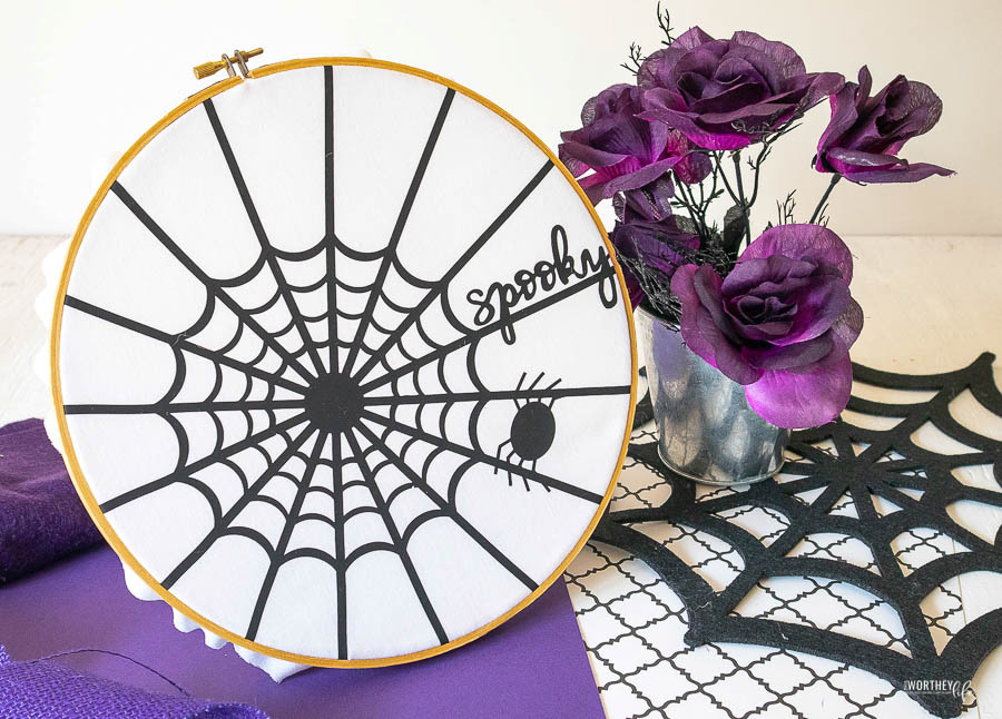 Instructions for Iron-On Spider Web Hoop Art with Cricut