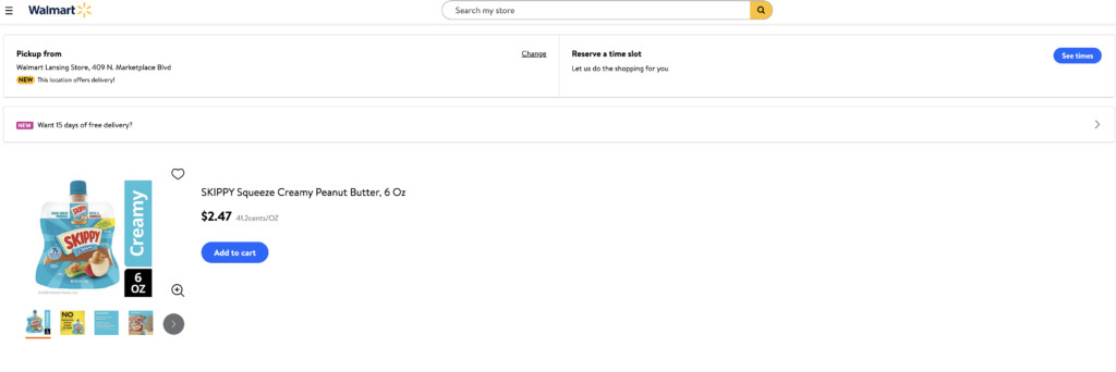 Walmart online grocery pickup