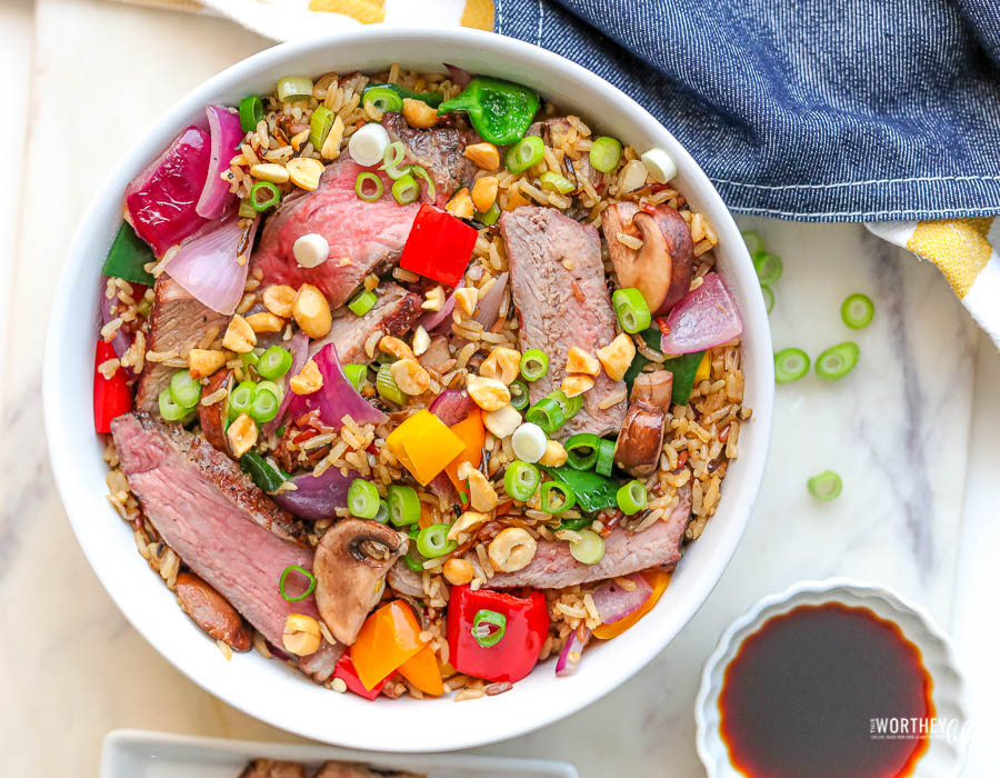 Grilled Peppers + Steak Stir-Fry