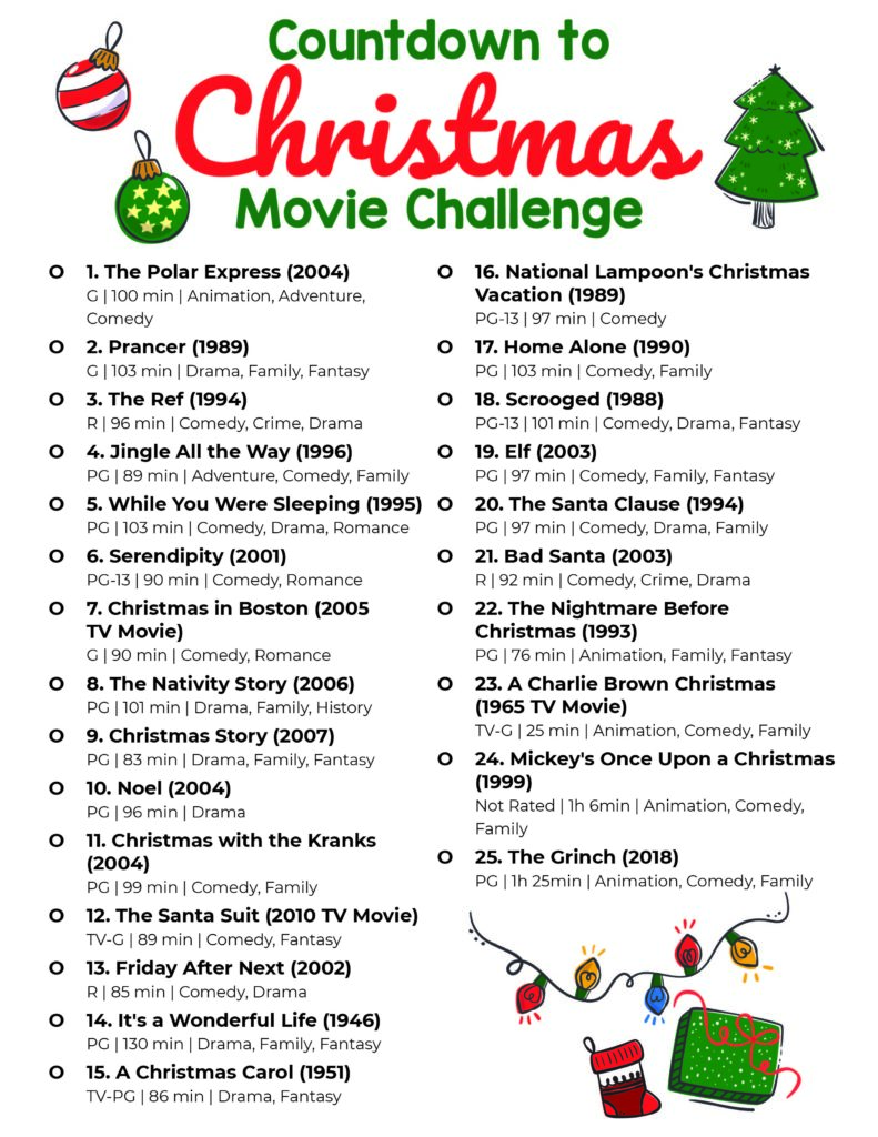 countdown to Christmas movies