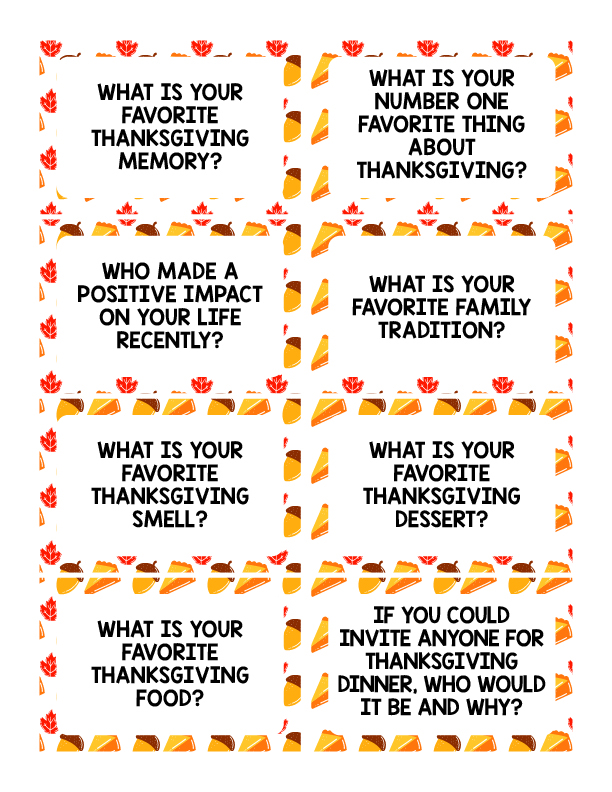 Thanksgiving Conversation Starters Printable