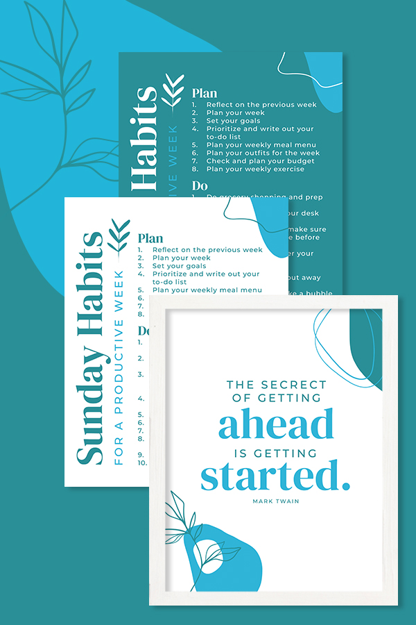 Sunday Habits Printable Bundle- tips on having a productive week by starting on Sunday! 