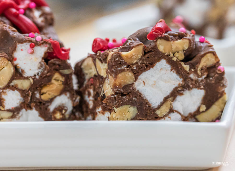 upclose photo of rocky road bars
