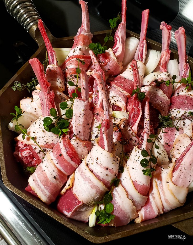 lamb chops wrapped in bacon